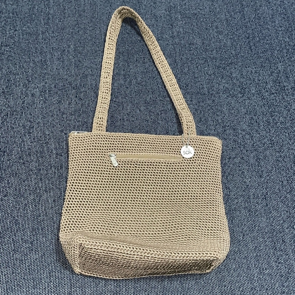 The Sak tan crochet purse